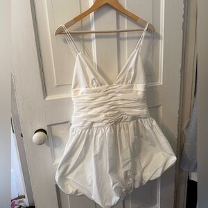 STAUD Loren White Mini Dress